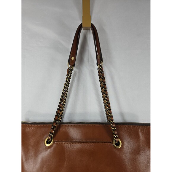 Patricia Nash Belle Leather Tote Brown Leather Chain Straps Shoulder Bag Purse - Picture 5 of 12